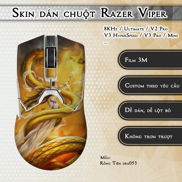 Skin dán chuột Razer Viper mẫu Rồng Tiên dra053