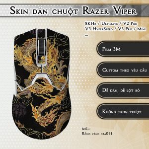 Skin dán chuột Razer Viper mẫu Rồng vàng dra011