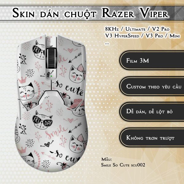 Skin dán chuột Razer Viper mẫu Smile So Cute scu002