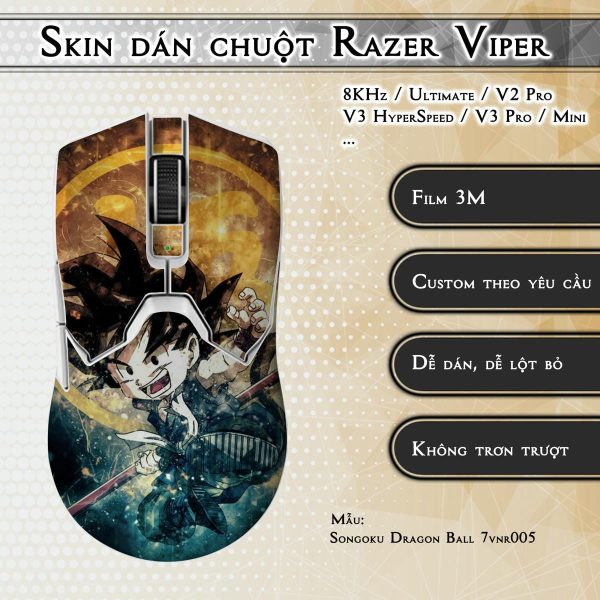 Skin dán chuột Razer Viper mẫu Songoku Dragon Ball 7vnr005