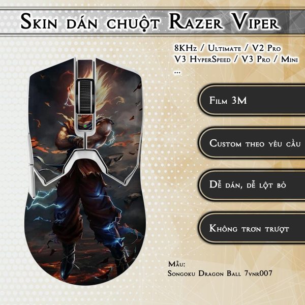 Skin dán chuột Razer Viper mẫu Songoku Dragon Ball 7vnr007