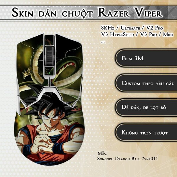 Skin dán chuột Razer Viper mẫu Songoku Dragon Ball 7vnr011