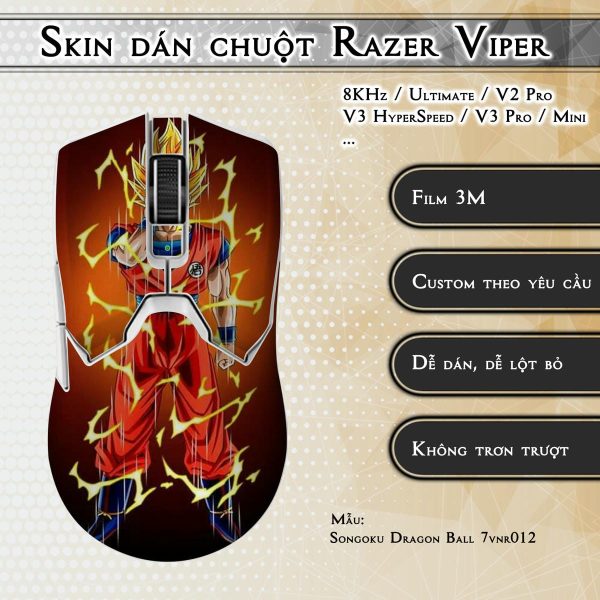 Skin dán chuột Razer Viper mẫu Songoku Dragon Ball 7vnr012