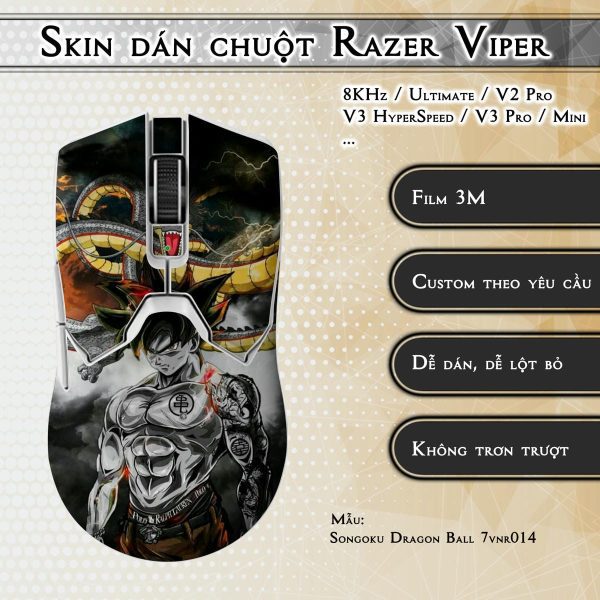 Skin dán chuột Razer Viper mẫu Songoku Dragon Ball 7vnr014