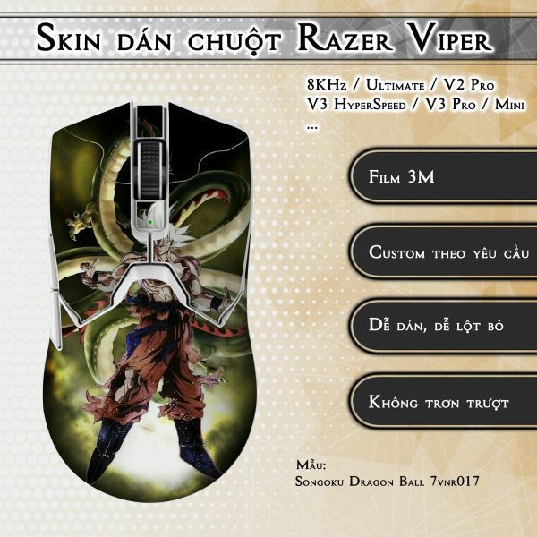 Skin dán chuột Razer Viper mẫu Songoku Dragon Ball 7vnr017