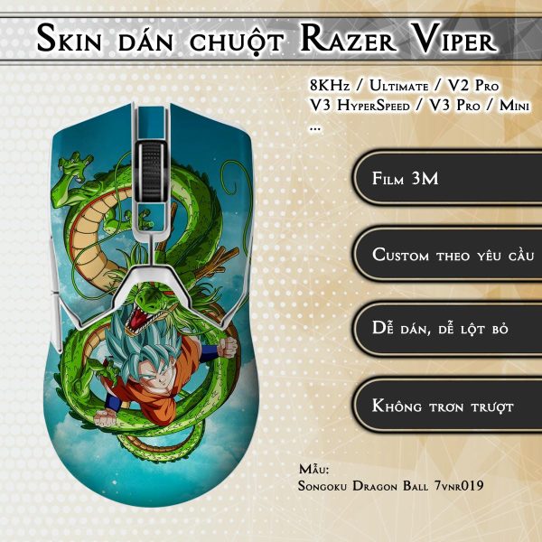 Skin dán chuột Razer Viper mẫu Songoku Dragon Ball 7vnr019
