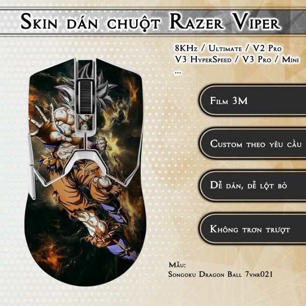 Skin dán chuột Razer Viper mẫu Songoku Dragon Ball 7vnr021