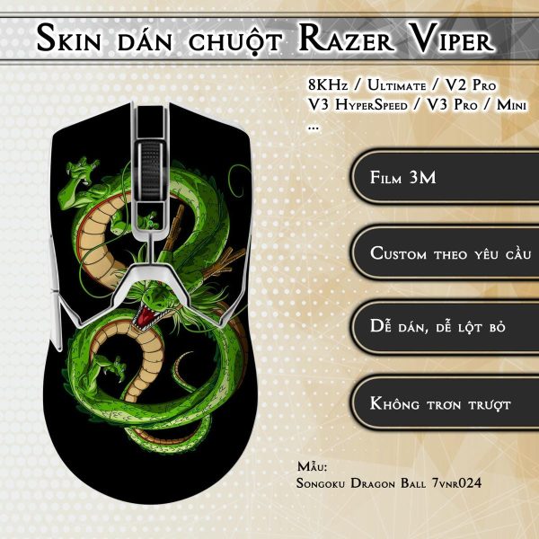 Skin dán chuột Razer Viper mẫu Songoku Dragon Ball 7vnr024