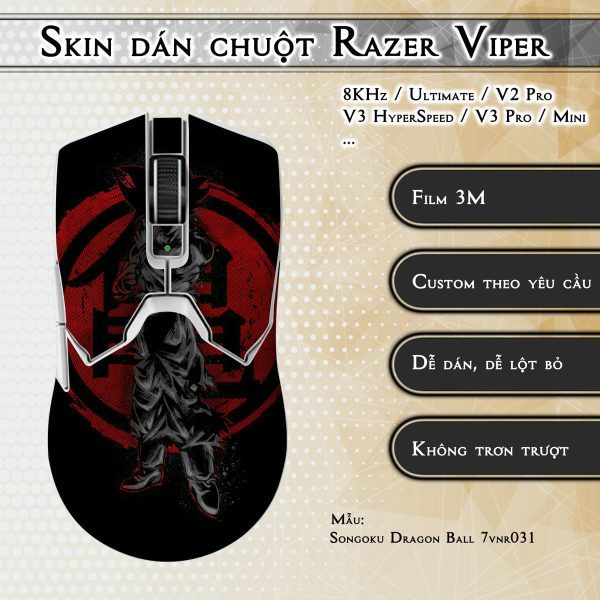 Skin dán chuột Razer Viper mẫu Songoku Dragon Ball 7vnr031