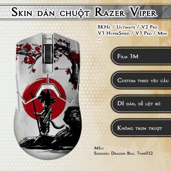 Skin dán chuột Razer Viper mẫu Songoku Dragon Ball 7vnr032