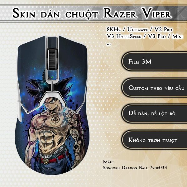 Skin dán chuột Razer Viper mẫu Songoku Dragon Ball 7vnr033