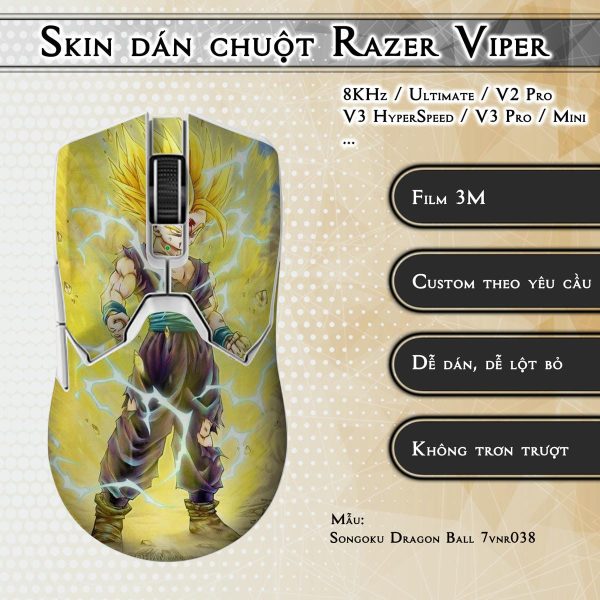 Skin dán chuột Razer Viper mẫu Songoku Dragon Ball 7vnr038
