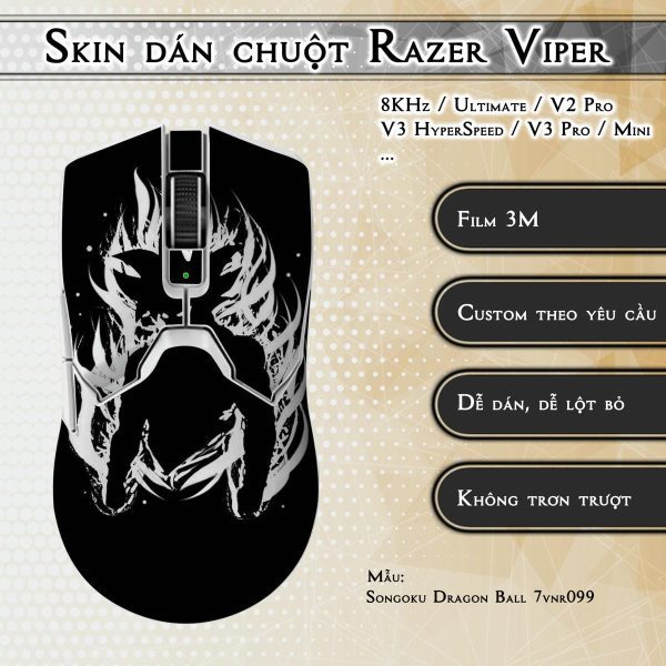 Skin dán chuột Razer Viper mẫu Songoku Dragon Ball 7vnr099