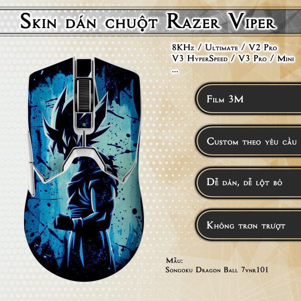 Skin dán chuột Razer Viper mẫu Songoku Dragon Ball 7vnr101