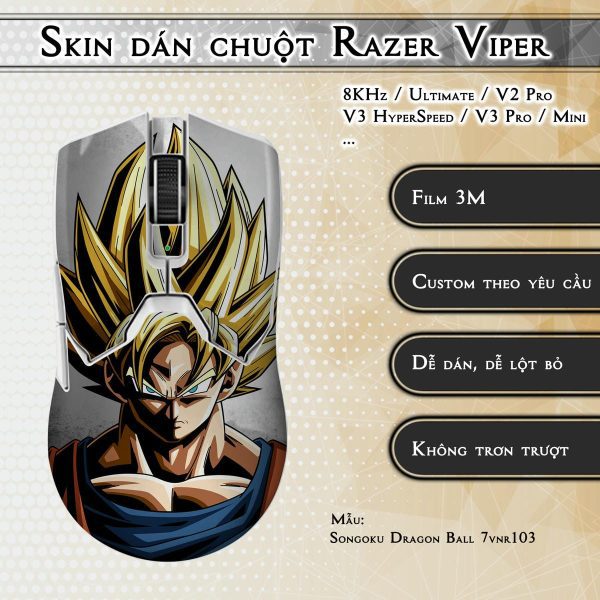 Skin dán chuột Razer Viper mẫu Songoku Dragon Ball 7vnr103