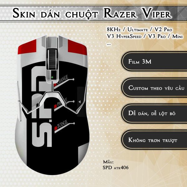 Skin dán chuột Razer Viper mẫu SPD atk406
