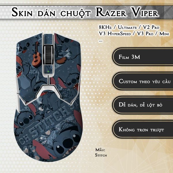 Skin dán chuột Razer Viper mẫu Stitch