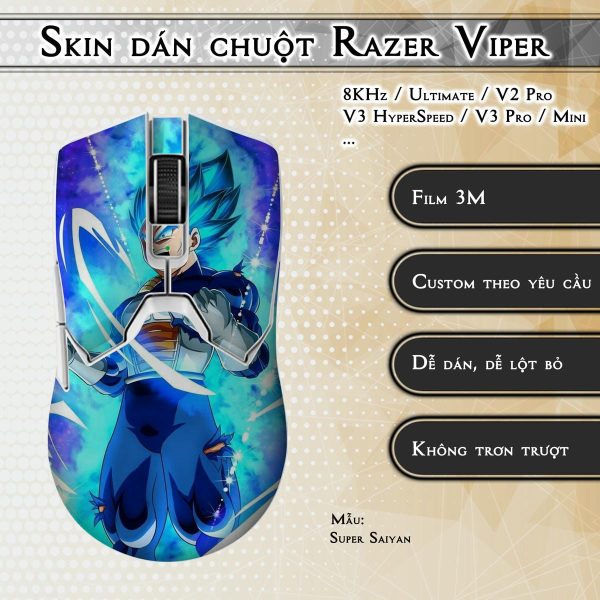 Skin dán chuột Razer Viper mẫu Super Saiyan