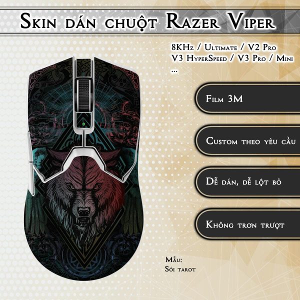 Skin dán chuột Razer Viper mẫu Sói tarot