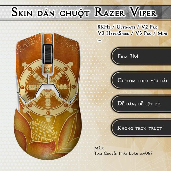 Skin dán chuột Razer Viper mẫu Tam Chuyển Pháp Luân lsm067