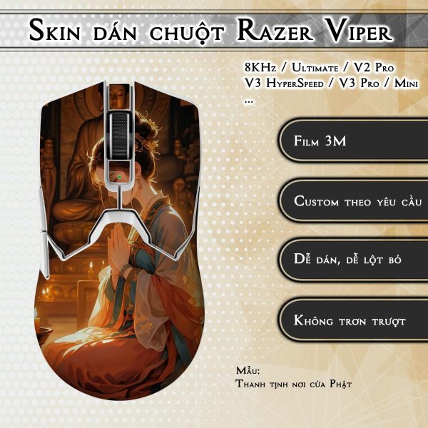 Skin dán chuột Razer Viper mẫu Thanh tịnh nơi cửa Phật