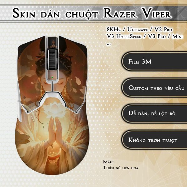Skin dán chuột Razer Viper mẫu Thiếu nữ liên hoa