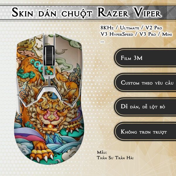 Skin dán chuột Razer Viper mẫu Thần Sư Trấn Hải