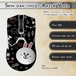 Skin dán chuột Razer Viper mẫu Thỏ Cony atk120