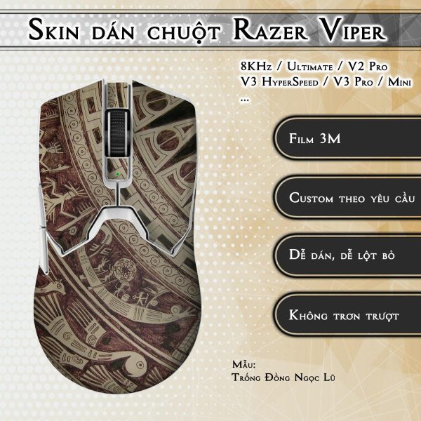 Skin dán chuột Razer Viper mẫu Trống Đồng Ngọc Lũ