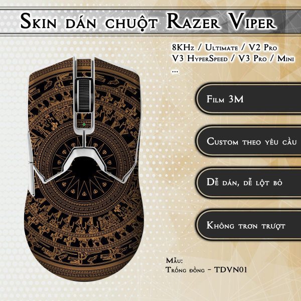Skin dán chuột Razer Viper mẫu Trống đồng - TDVN01