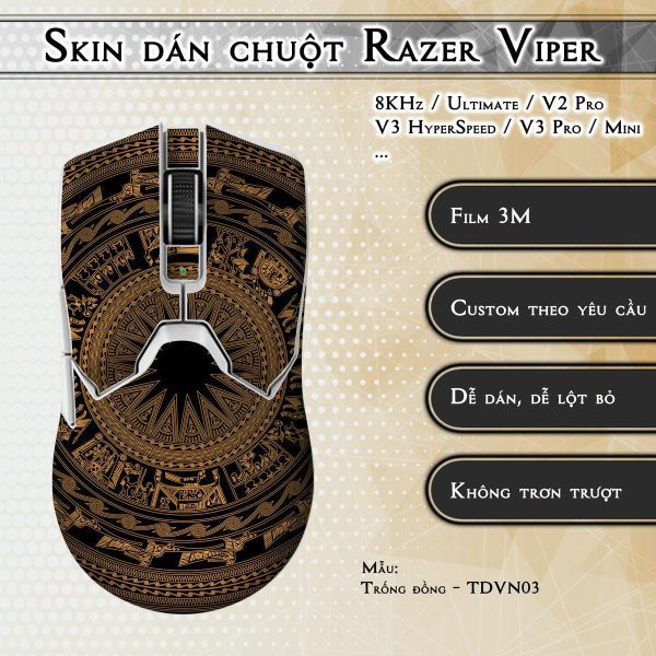 Skin dán chuột Razer Viper mẫu Trống đồng - TDVN03