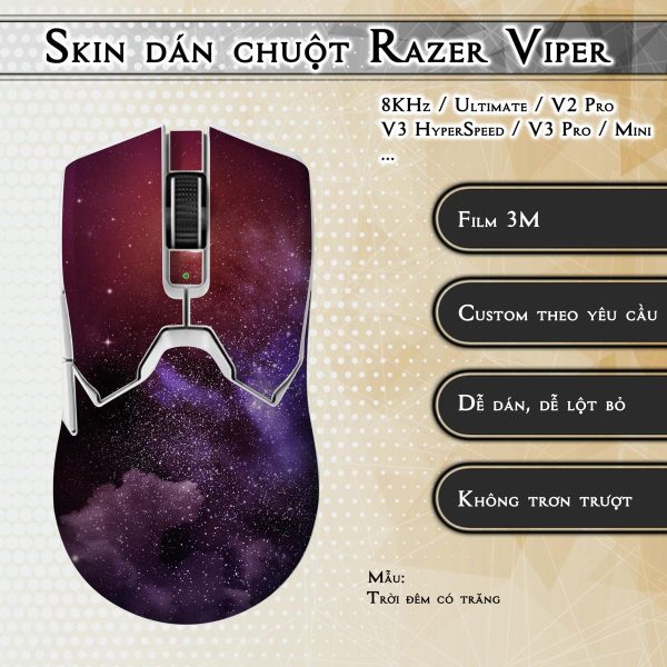 Skin dán chuột Razer Viper mẫu Trời đêm có trăng