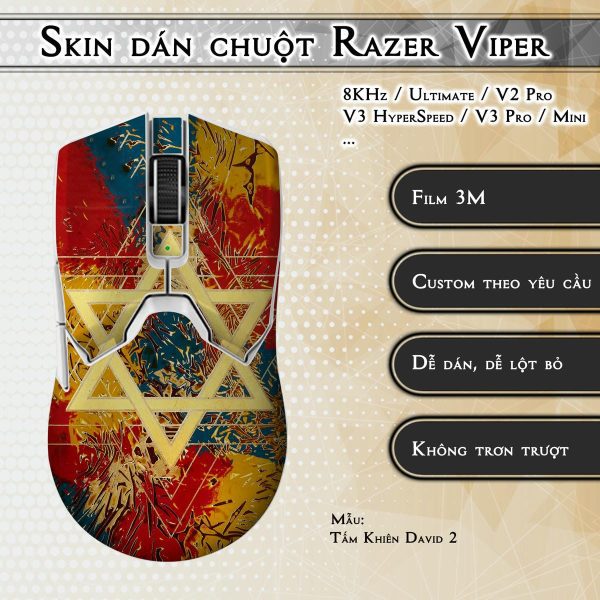 Skin dán chuột Razer Viper mẫu Tấm Khiên David 2