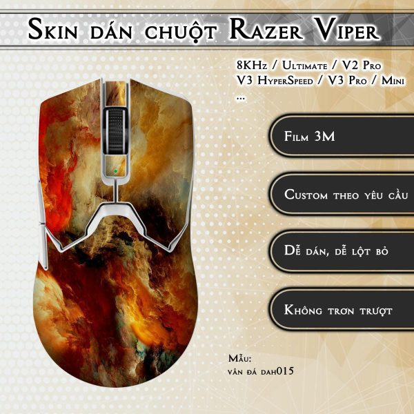 Skin dán chuột Razer Viper mẫu vân đá dah015