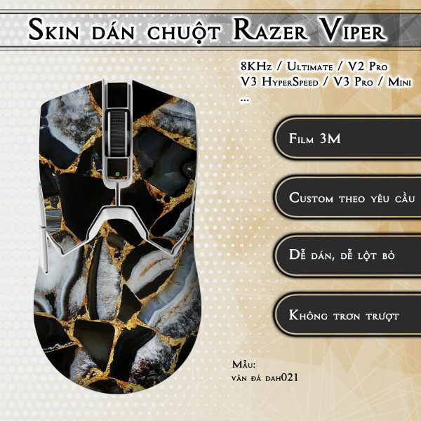 Skin dán chuột Razer Viper mẫu vân đá dah021
