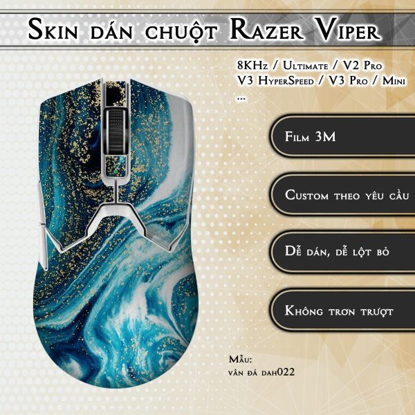 Skin dán chuột Razer Viper mẫu vân đá dah022