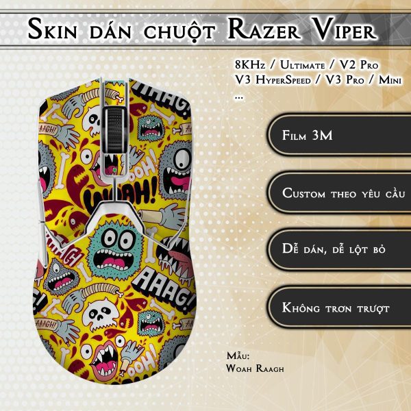 Skin dán chuột Razer Viper mẫu Woah Raagh