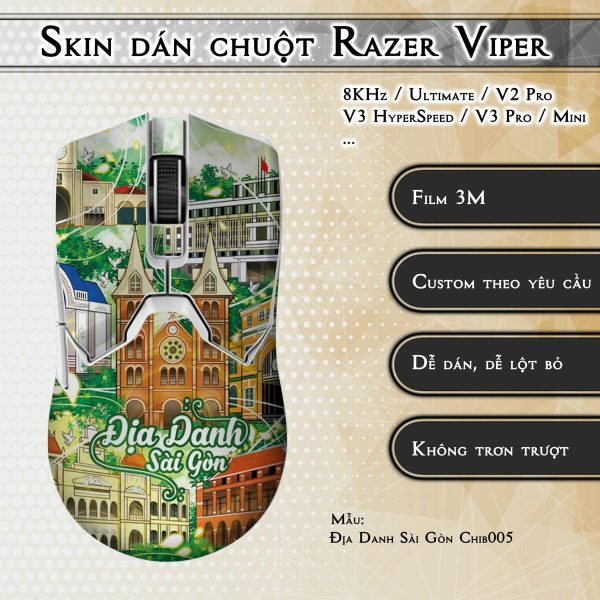 Skin dán chuột Razer Viper mẫu Địa Danh Sài Gòn Chib005