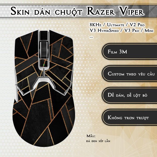 Skin dán chuột Razer Viper mẫu đá đen xếp lẫn