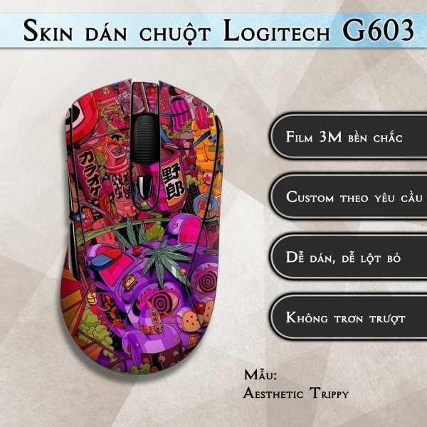 Skin dán chuột Logitech G603 mẫu Aesthetic Trippy