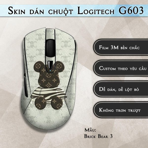 Skin dán chuột Logitech G603 mẫu Brick Bear 3
