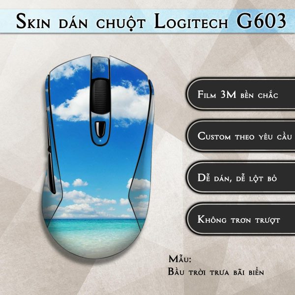 Skin dán chuột Logitech G603 mẫu Bầu trời trưa bãi biển