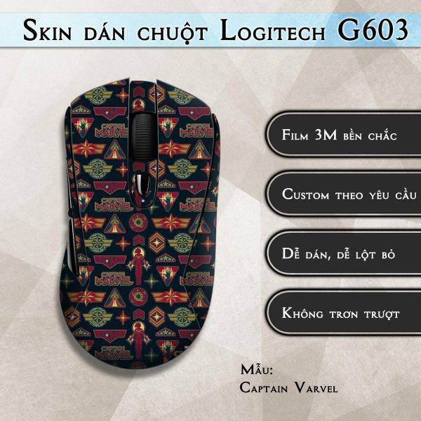 Skin dán chuột Logitech G603 mẫu Captain Varvel