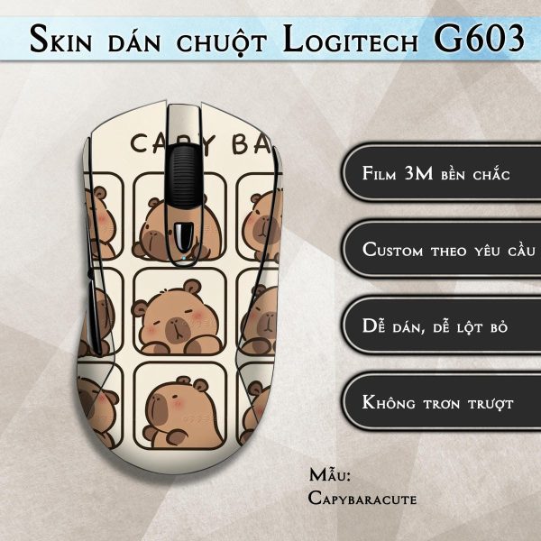 Skin dán chuột Logitech G603 mẫu Capybaracute