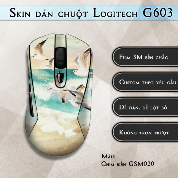 Skin dán chuột Logitech G603 mẫu Chim biển GSM020