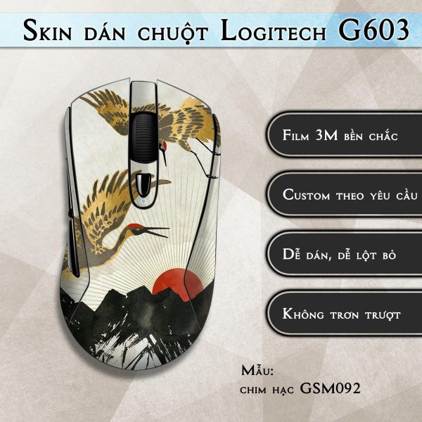 Skin dán chuột Logitech G603 mẫu chim hạc GSM092