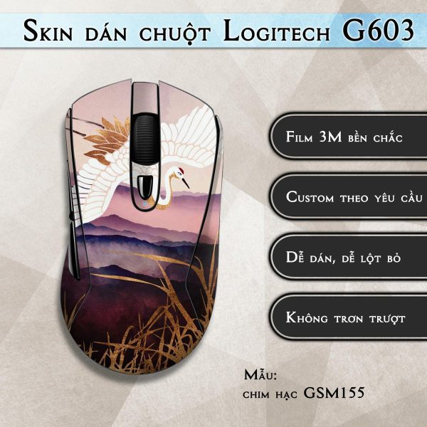 Skin dán chuột Logitech G603 mẫu chim hạc GSM155