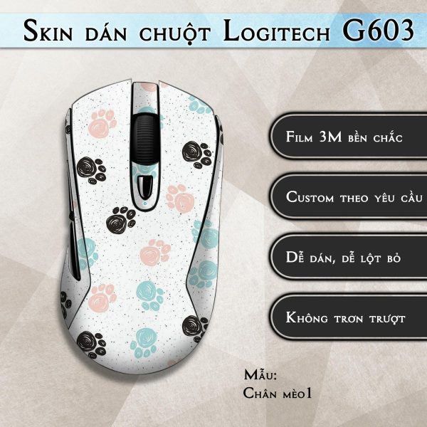 Skin dán chuột Logitech G603 mẫu Chân mèo1