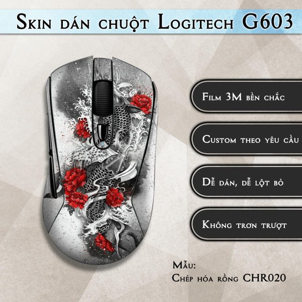 Skin dán chuột Logitech G603 mẫu Chép hóa rồng CHR020