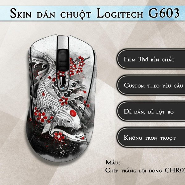 Skin dán chuột Logitech G603 mẫu Chép trắng lội dòng CHR022
